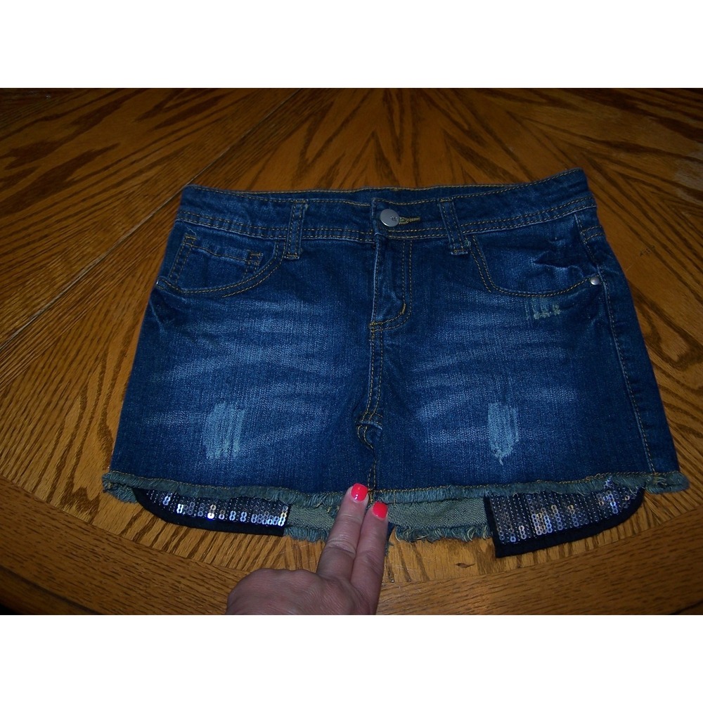 Total Girl Denim Adjustable Waist‎ Shorts Girls 14 Reg distressed jeans